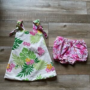 The Growing Keiki baby girl’s cross back reversible dress with bloomers